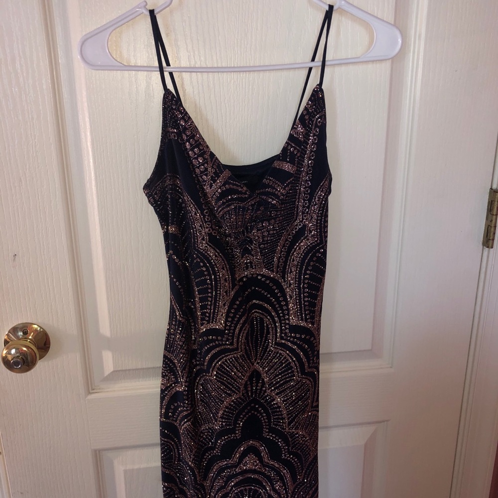 NAVY/PINK COWL NECK MINI DRESS